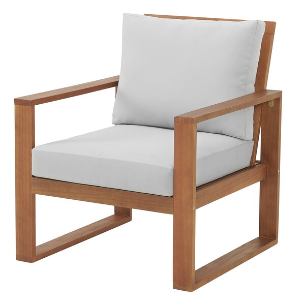 Grafton Eucalyptus Wood 3-Piece Set With Two Outdoor Chairs And Cocktail Table